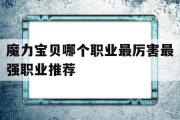 关于魔力宝物哪个职业最凶猛最强职业保举的信息