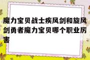 包罗魔力宝物兵士疾风剑和旋风剑勇者魔力宝物哪个职业凶猛的词条