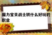 魔力宝物兵士转什么好玩的职业-魔力宝物兵士转什么好玩的职业啊