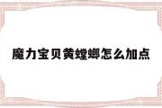 魔力宝物黄螳螂怎么加点-魔力宝物怀旧黄螳螂怎么加点