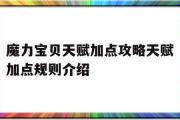 魔力宝物先天加点攻略先天加点规则介绍的简单介绍