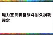 魔力宝物配备战斗耐久损耗设定-魔力宝物配备战斗耐久损耗设定几