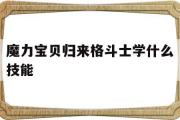 魔力宝物归来肉搏士学什么技能-魔力宝物归来肉搏士学什么技能凶猛