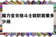 魔力宝贝格斗士就职需要多少级-魔力宝贝格斗士就职需要多少级才能玩