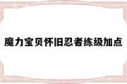 魔力宝贝怀旧忍者练级加点-魔力宝贝怀旧忍者练级加点推荐