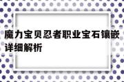 魔力宝贝忍者职业宝石镶嵌详细解析-魔力宝贝忍者职业宝石镶嵌详细解析图