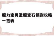 关于魔力宝贝圣魔宝石镶嵌攻略一览表的信息