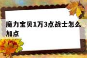 魔力宝贝1万3点战士怎么加点-魔力宝贝1万3点战士怎么加点好