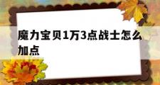 魔力宝贝1万3点战士怎么加点-魔力宝贝1万3点战士怎么加点好