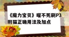 《魔力宝贝》曜不死刷P3附猫正确用法及加点的简单介绍