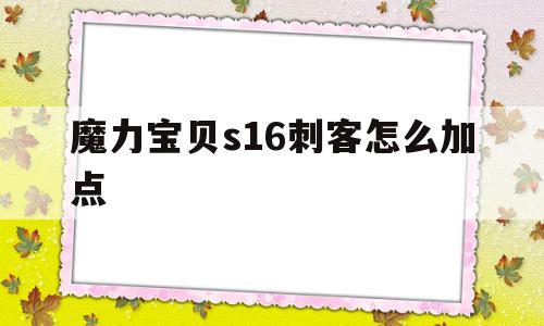 魔力宝物s16刺客怎么加点-魔力宝物s16刺客怎么加点好