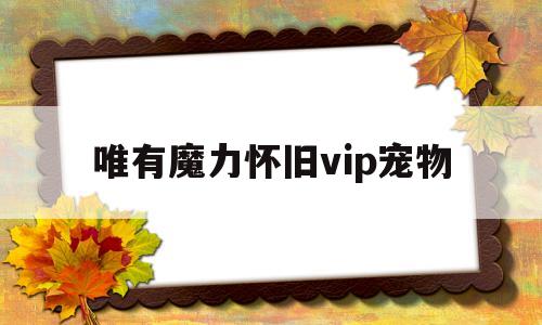 唯有魔力怀旧vip宠物-唯有魔力一级宠物更佳捕获