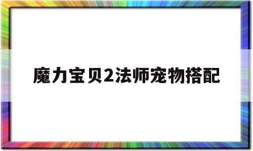 魔力宝贝2法师宠物搭配-魔力宝贝2法师宠物搭配图