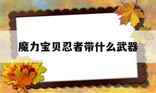 魔力宝贝忍者带什么武器-魔力宝贝怀旧忍者带什么首饰