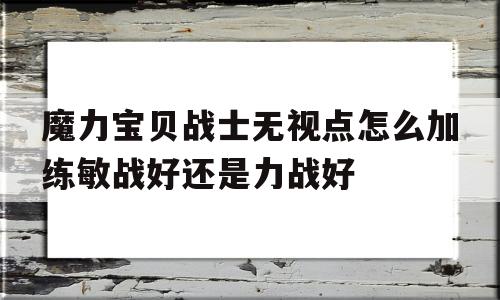 关于魔力宝贝战士无视点怎么加练敏战好还是力战好的信息