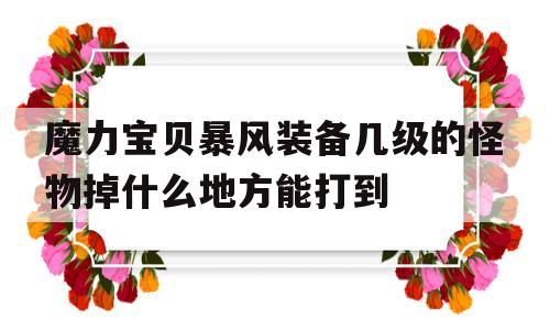 魔力宝贝暴风装备几级的怪物掉什么地方能打到的简单介绍