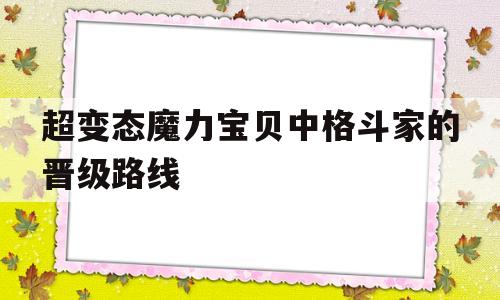 关于超变态魔力宝贝中格斗家的晋级路线的信息